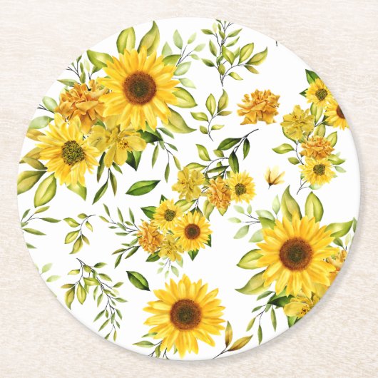 Dessous-de-verre Rond En Papier Tournesol 8 (Devant)