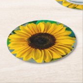 Dessous-de-verre Rond En Papier Tournesol avec abeille (Incliné)
