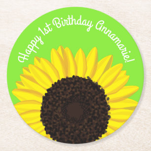 Dessous-de-verre Rond En Papier Tournesol fête d'anniversaire