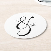Dessous-de-verre Rond En Papier Traditional Classic Ampersand Monogram Wedding (Incliné)