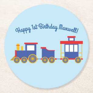 Dessous-de-verre Rond En Papier Train Cute Choo-Choo 1er Anniversaire Thème
