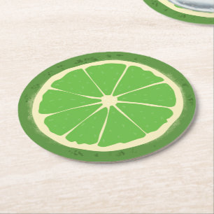 Dessous-de-verre Rond En Papier Tranche de citron vert citrus
