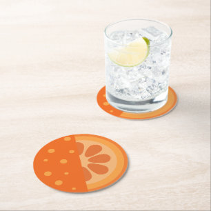 Dessous-de-verre Rond En Papier Tranche d'orange mignonne v2
