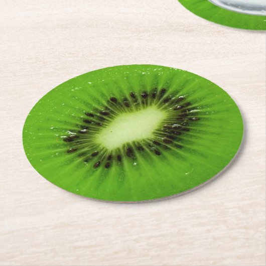 Dessous-de-verre Rond En Papier Tranche fraîche de kiwis (Incliné)