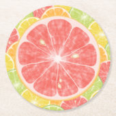 Dessous-de-verre Rond En Papier Tranches d'agrumes de pamplemousse (Devant)