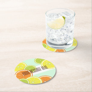Dessous-de-verre Rond En Papier Tranches de fruits à base de menthe vert à la ment