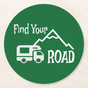 Dessous-de-verre Rond En Papier Travel Camping RV Trouvez Votre Route