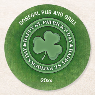 Dessous-de-verre Rond En Papier Trèfle modifiable Saint-Patrick