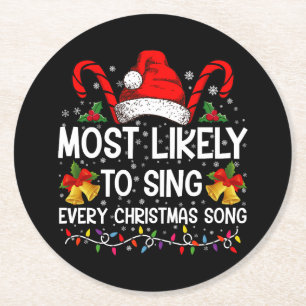 Dessous-de-verre Rond En Papier Très susceptible de chanter chaque chanson de Noël