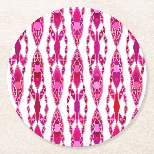 Dessous-de-verre Rond En Papier Tribal Batik - Burqundy et Fuchsia Pink (Devant)