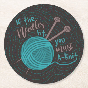 Dessous-de-verre Rond En Papier Tricot amusant Aiguilles humoristiques Knitter de 