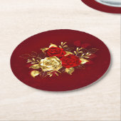 Dessous-de-verre Rond En Papier Trois Roses de bijoux (Incliné)