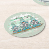 Dessous-de-verre Rond En Papier Tropcal Blue Watercolor Beach Gnomes (Incliné)