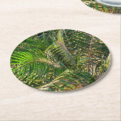 Dessous-de-verre Rond En Papier Tropique des contours de palmiers clairs du couche (Incliné)