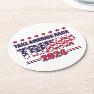 Dessous-de-verre Rond En Papier Trump 2024 : Reprendre l'Amérique