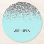 Dessous-de-verre Rond En Papier Turquoise Aqua Blue Silver Parties scintillant Gir<br><div class="desc">Aqua Blue Turquoise et Silver Sparkle Parties scintillant Monogramme Nom Dessous de verre papier. Cela fait le cadeau parfait de remise de diplômes,  anniversaire,  mariage,  douche nuptiale,  anniversaire,  baby shower ou bachelorette pour quelqu'un qui aime le luxe glam et les styles chic.</div>