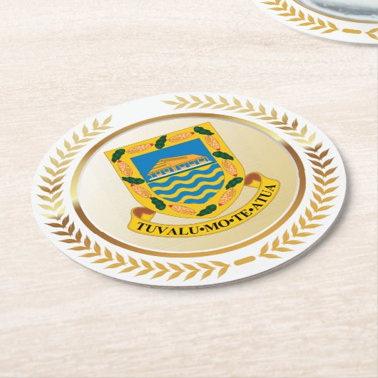 Dessous-de-verre Rond En Papier Tuvalu Armoiries (Incliné)