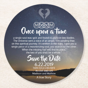 Dessous-de-verre Rond En Papier Twin Flame Enregistrer les dates Dessous de verre 