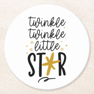 Dessous-de-verre Rond En Papier Twinkle Twinkle Little Star Doodle