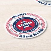 Dessous-de-verre Rond En Papier Typographie de l'Idaho Rouge Blanc Bleu (Incliné)