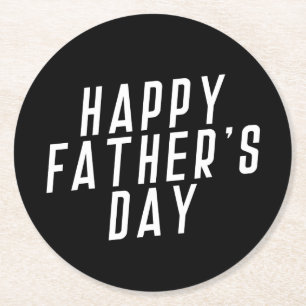 Dessous-de-verre Rond En Papier Typographie simple de Fête des pères heureuse DE
