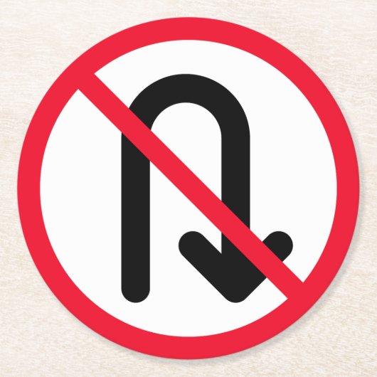 Dessous-de-verre Rond En Papier U Tourner Signal interdit | Dessous de verre arron (Devant)