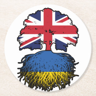 Dessous-de-verre Rond En Papier Ukraine Ukraine Royaume-Uni Royaume-Uni