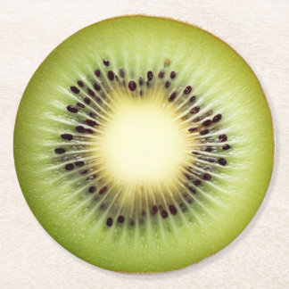 Dessous-de-verre Rond En Papier Ultra Réalisme Kiwi Slice Beverage Coaster