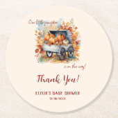 Dessous-de-verre Rond En Papier Un Baby shower Automne Un Peu Citrouille | Neutre (Devant)