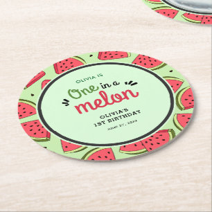Dessous-de-verre Rond En Papier Un dans un Melon Eté Watermelon 1er Anniversaire