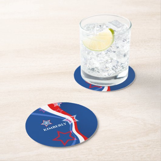 Dessous-de-verre Rond En Papier Un drapeau américain Abstrait (En situation)