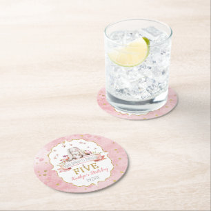 Dessous-de-verre Rond En Papier Un lapin atteint le cinquième anniversaire