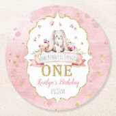 Dessous-de-verre Rond En Papier Un lapin devient un 1er anniversaire (Devant)