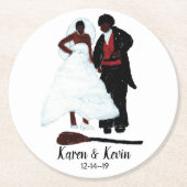 Dessous-de-verre Rond En Papier Un Mariage afro-américain "Saupoudrer la chambre" (Devant)