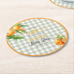 Dessous-de-verre Rond En Papier Un petit amour est en route Fête prénatale oranges
