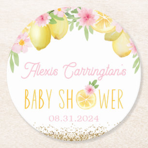 Dessous-de-verre Rond En Papier Un petit Baby shower de citron doux