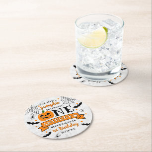 Dessous-de-verre Rond En Papier Un petit Citrouille à l'occasion d'un Halloween 1e