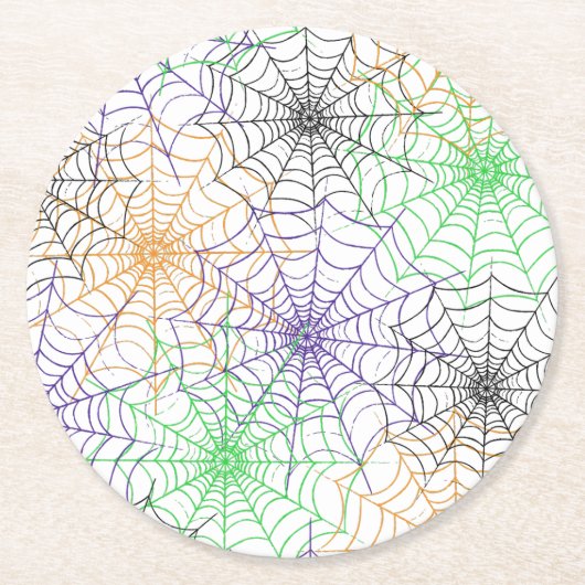 Dessous-de-verre Rond En Papier Un simple Motif Web d'Halloween Spider (Devant)