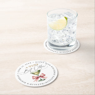 Dessous-de-verre Rond En Papier Un Tini Un Peu Plus Ancien Martini Rose Bow Annive