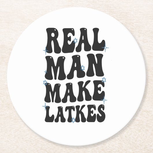 Dessous-de-verre Rond En Papier Un vrai homme rend Latkes amusant Super Hanoukka (Devant)