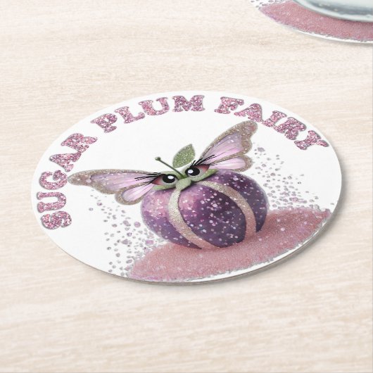 Dessous-de-verre Rond En Papier Une fée de prune de sucre (Incliné)
