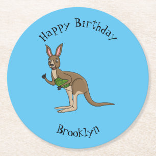 Dessous-de-verre Rond En Papier Une jolie illustration de kangourou australien
