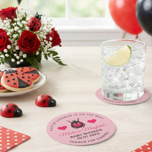 Dessous-de-verre Rond En Papier Une petite coccinelle d'amour est en route