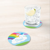 Dessous-de-verre Rond En Papier Unicorne fête d'anniversaire (En situation)