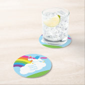 Dessous-de-verre Rond En Papier Unicorne fête d'anniversaire (En situation)