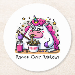 Dessous-de-verre Rond En Papier Unicorne Manger Ramen