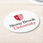 Dessous-de-verre Rond En Papier Université Stony Brook | Mot-symbole (Incliné)