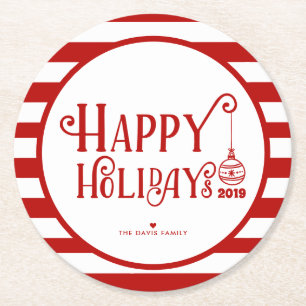 Dessous-de-verre Rond En Papier Vacances les plus agréables   Noël personnalisé