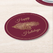 Dessous-de-verre Rond En Papier Vacances Pine d'hiver (Incliné)