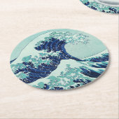 Dessous-de-verre Rond En Papier Vagues bleues Hokusai (Incliné)